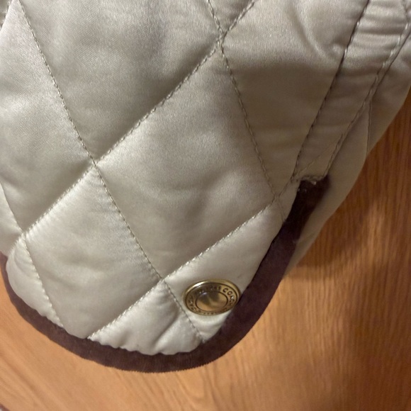 COACH Women’s Jacket-Size Small Tan-Quilted Rabbit Fur Collar-Gold Snaps - Picture 5 of 10